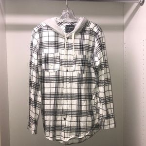 Flannel Button Up Hoodie